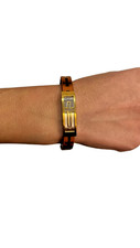 Brown Leather Cross Bracelet Stainless Steel Cross Plate Unisex 22 cm