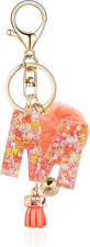 Resin Alphabet Initial Letter Keychain Keyring for Women Purse Handbags With Fur