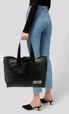 Versace Jeans Couture Quilted Vegan Leather Top Handle Tote Bag Tiger 33 x 41 cm