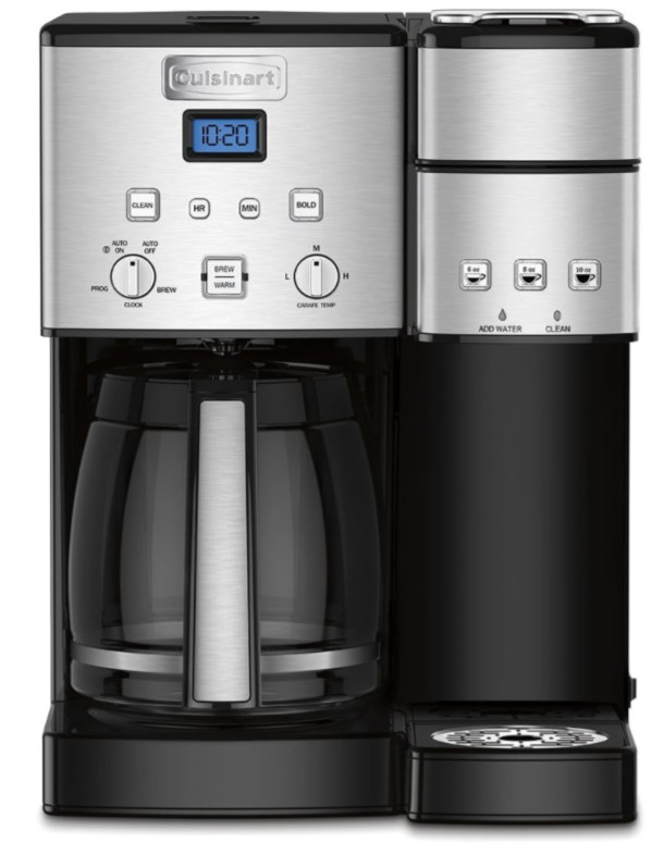 Cuisinart Single Serve + 12 Cup Coffee Maker, 3 Brew Sizes (6oz, 8oz, 10oz)-USED