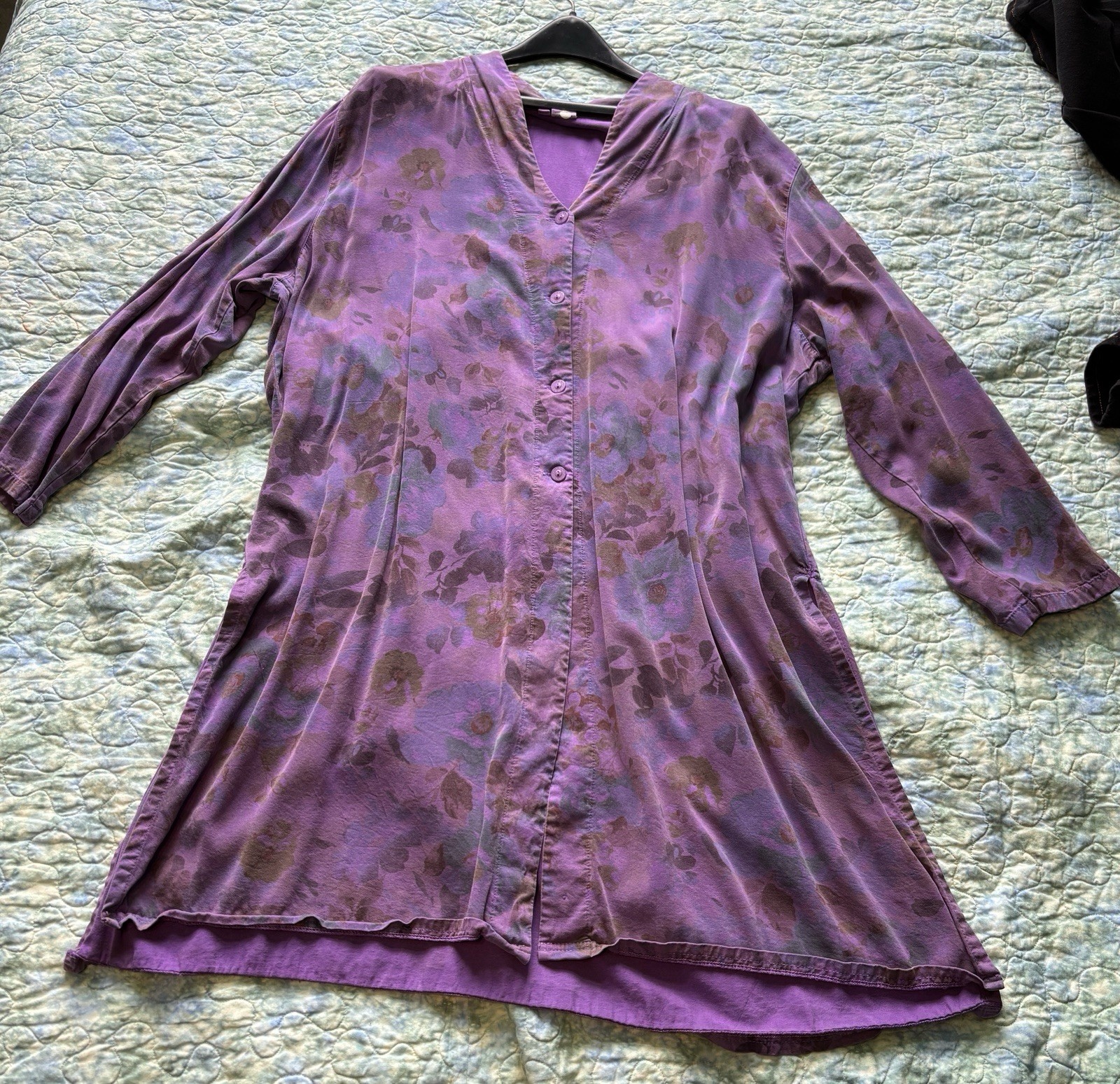 Tianello Tencel Blend Floral Tunic Purple 2X Excellent Condition
