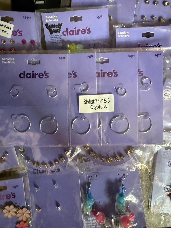 120 Pair Claire’s Earrings 180 Stick On Pair + Hair Accessories & More ALL NEW - Image 4 of 4