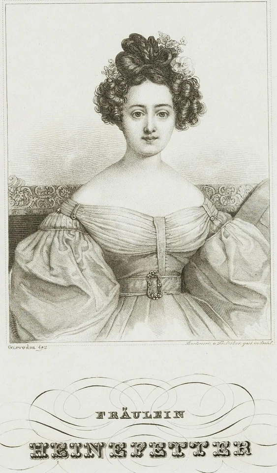 F. STÖBER (1795-1858), Fräulein Sabine Heinefetter, Stahlstich Romantik - Bild 3 von 4