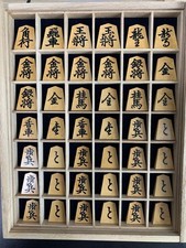 Kosho Japanese Shogi Pieces Makiryoko Boxwood 40 Pieces Storage Box Used