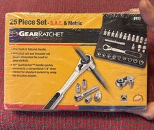 Gear Rachet 25pc Vortex Socket System Box Set 1/4 Drive SAE & Metric New Sealed