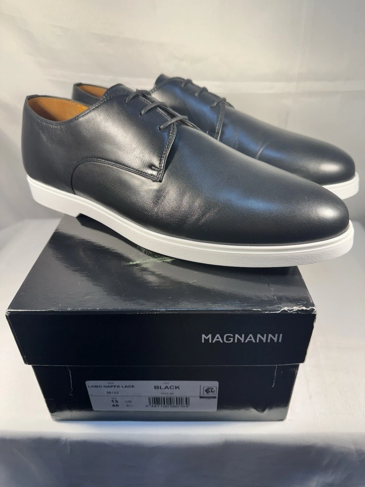 MAGNANNI Lobo Black Nappa Leather Lace 26122 Men's US 13 EU 46 UK 12.5 $398