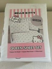 Hello Kitty Sanrio, 4 pc QUEEN Bed sheet set 100 cotton New With Tags