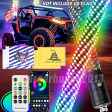 2x 3FT Thick LED Whip Spiral Chasing RGB Fat Whip Lights For Can Am Polaris RZR