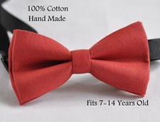 Boy Teenage 100% Cotton Brick  RED Bow Tie Bowtie Party Wedding 7-14 Years Old