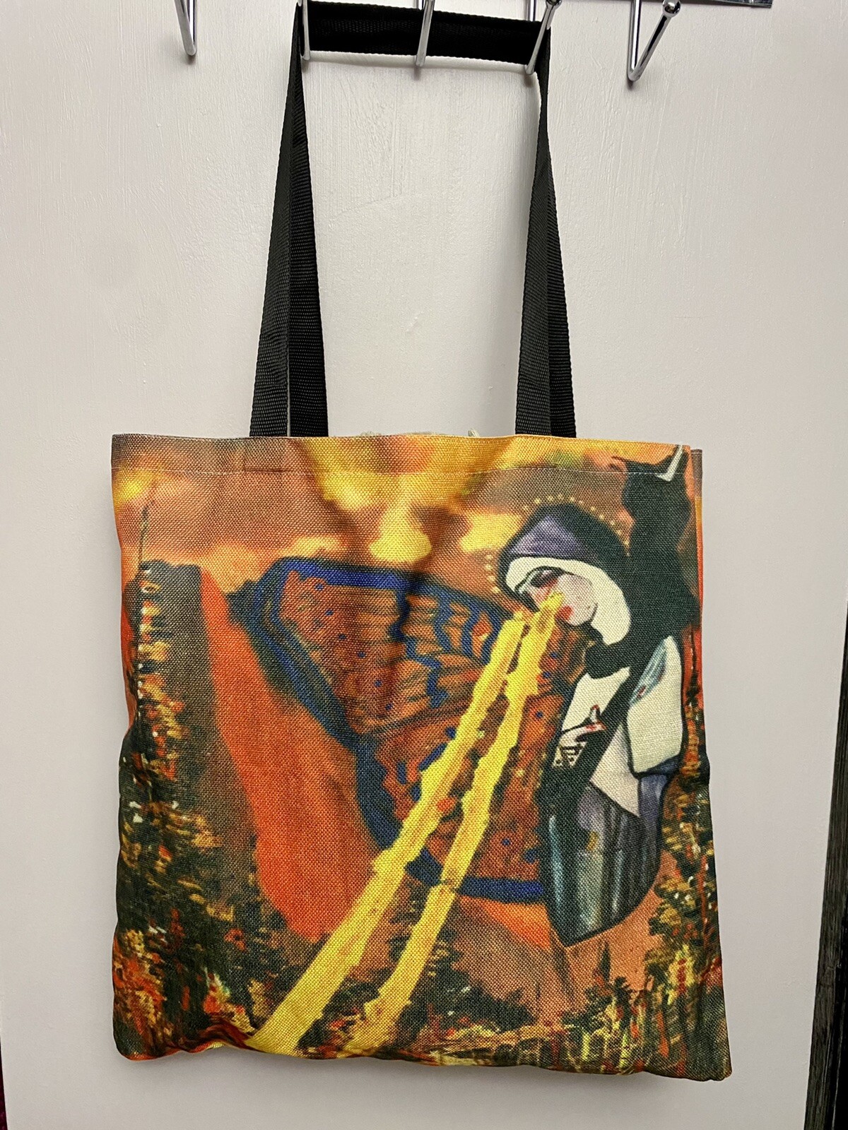 Handmade Recycled Digital Print Tote Bag Art Book Carryall-image