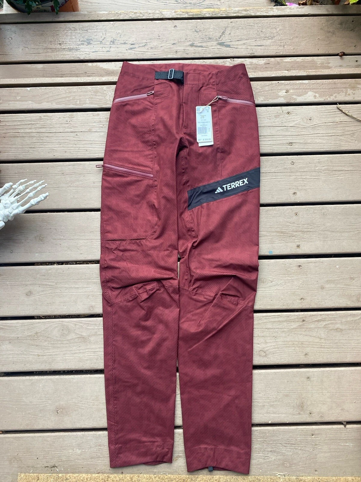 Adidas Terrex Techrock RAIN.RDY Primeknit Pants Shadow Red HU1827 Mens Size 28”