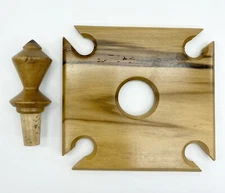Hand Made Wood Cork and Wine Bottle Wine Glass Holder Set