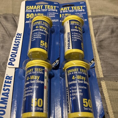4 PACK Poolmaster Smart Test 4-Way Pool & Spa Chlorine Test Strips 50 Count Per 