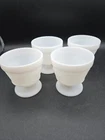 Set of 4 Vintage White Milk Glass Grape & Leaves Pedestal Dessert Cups  3.5"