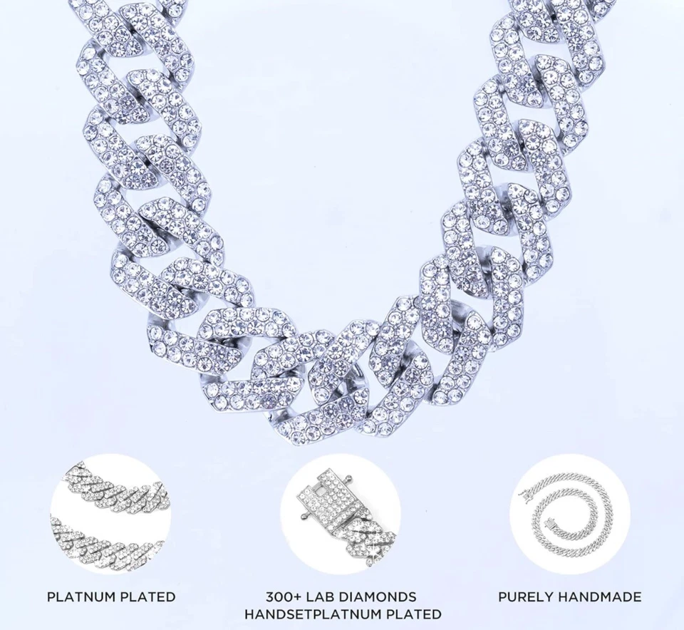 Eslabón cubano helado 24 pulgadas | Cadena de lujo Foto 3 de 3