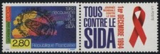 France 1994 1983 MNH + Label Aids, HIV Virus, Disease, Medical, Health