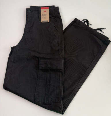 Levi's Women '94 Baggy Cargo Straight Leg Mid Rise Zip Fly Pants 30x32 Black NWT