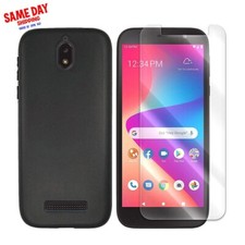 Tempered Glass Screen Protector Black Case for Tracfone Blu View 2 B130DL Phone