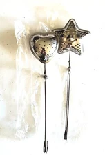 Stainless Steel Tea Infuser with Handle - Star & Heart Design (2pcs)