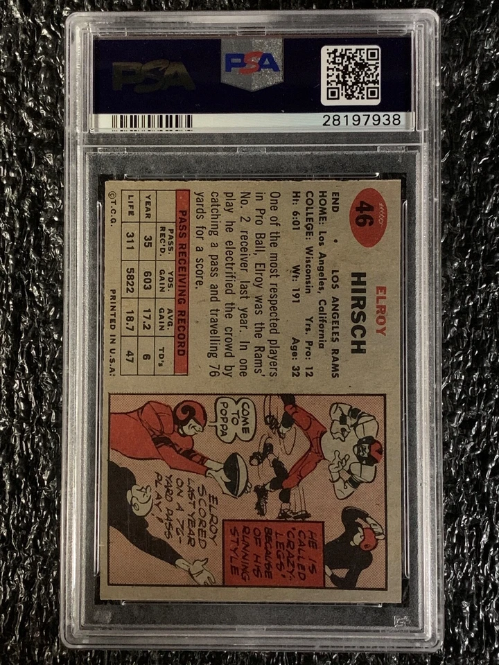 1957 Topps Football #46 Elroy Hirsch PSA 8 - Image 2 of 2