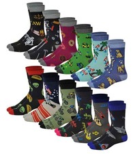 12 Pairs Men's Assorted Summer Design Crew Dress Socks 10-13 Different Touch