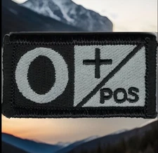Grey Gray Black Blood Type O+ Positive Patch Fits For VELCRO® BRAND Loop Fastene
