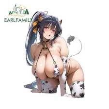 EARLFAMILY 5.1" Cow Girl Akeno Big Boobs Car Stickers Hentai Tank Cap Decals