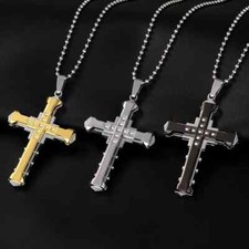 Necklace Men Women Cross Jesus Gold Silver Necklace with Pendant Diamonds