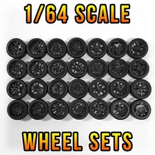 1/64 Scale REALISTIC Real Rider Wheels Rims Tires Set for Hot