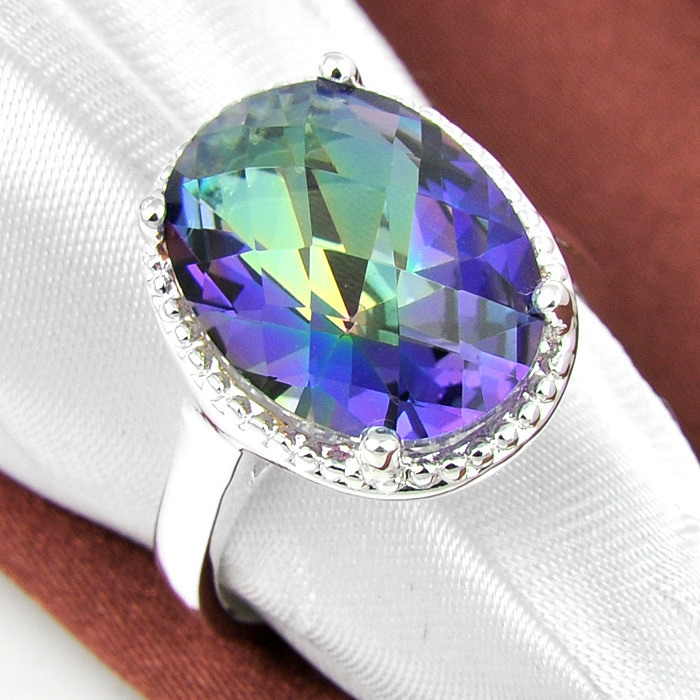 Luckyshine Mystical Rainbow Topaz Silver Ring Set - Sizes 7, 8, 9 - Wholesale Lot