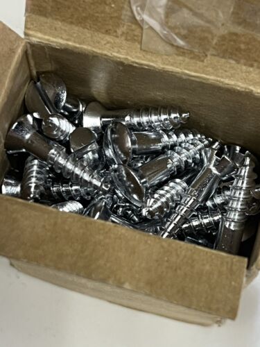 100 QTY. #12 x 1" Chrome Brass Oval Head Slotted Marine Wood Screws~Vintage Boat - Picture 1 of 3