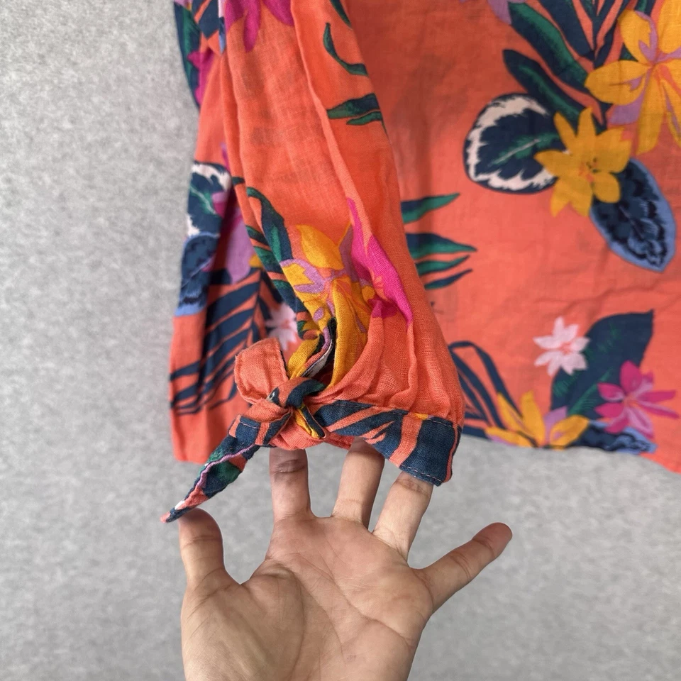 Blusa Pulôver Old Navy Decote V Floral Mescla de Linho Plus Size XXL Manga Longa - Imagem 3 de 4