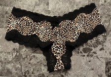 NWT VICTORIA'S SECRET S LEOPARD CHEETAH SATIN SMOOTH LACE RARE CHEEKY PANTIES