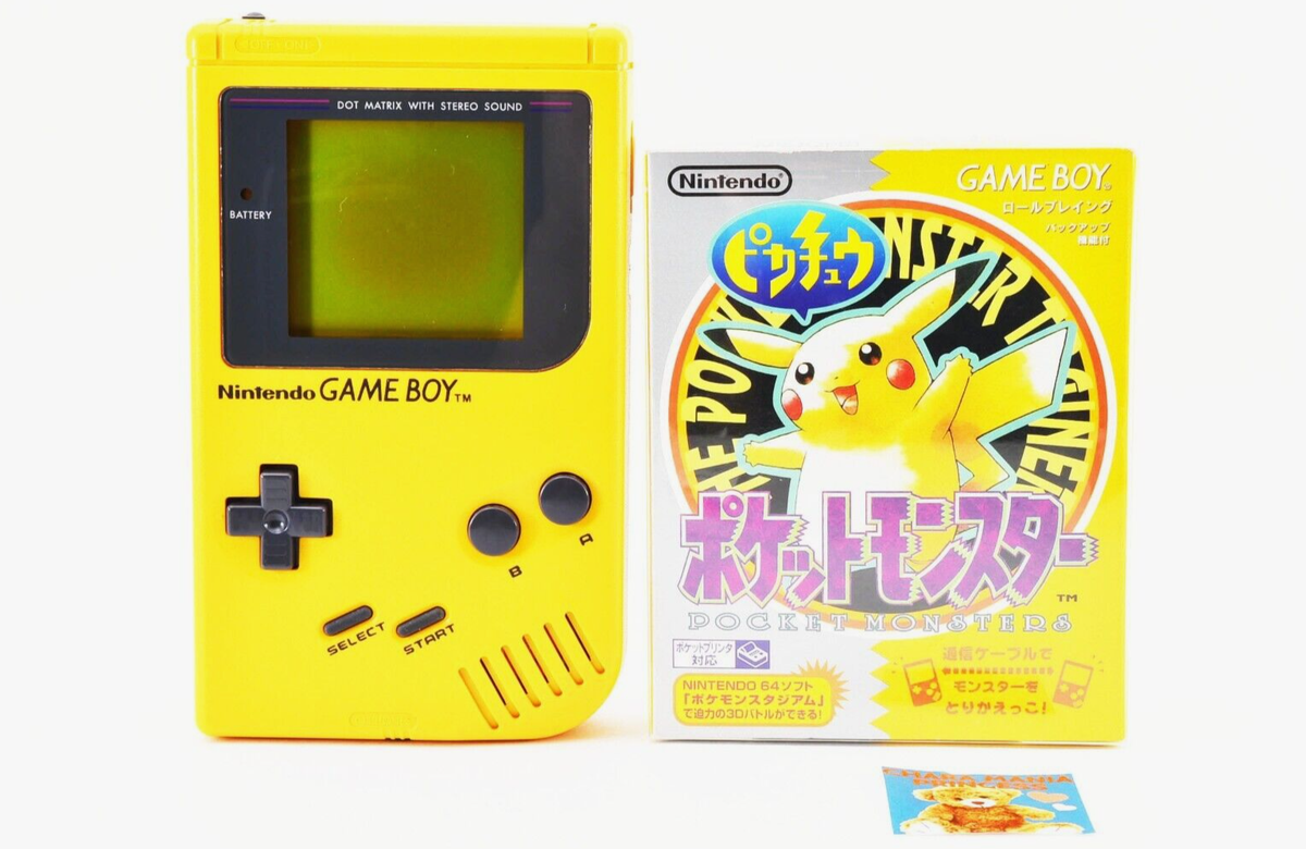 Nintendo Gameboy Bros. Console Yellow Pokemon Pikachu Box Set Rare