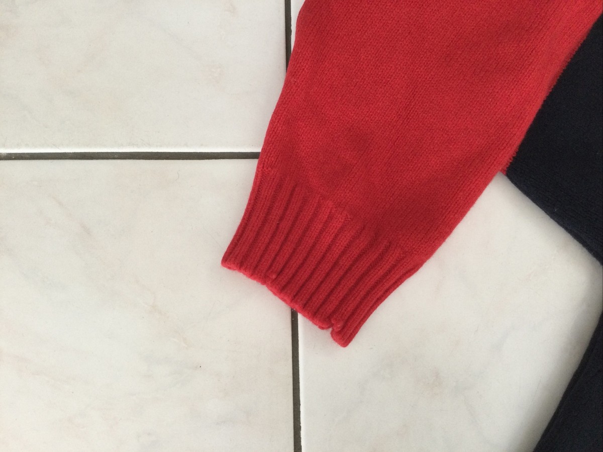 Pull Zadig & Voltaire En Laine Mérinos - Marine Et Rouge - Taille L - Occasion Très Bon état