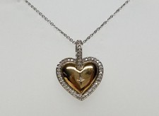 18k Gold 925 Sterling Silver CZ Heart Necklace Pendant NOS US SELLER 