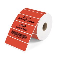 3x1 inch thermal labels stickers, 1000 roll, Red strong adhesive