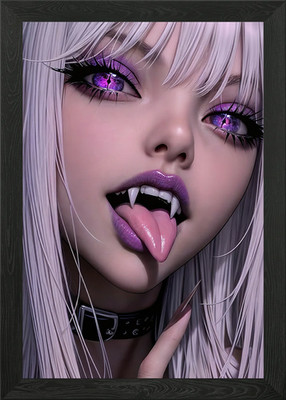 Anime Vampir Mädchen Ahegao gerahmtes Wandbild Poster Leinwanddruck Bild
