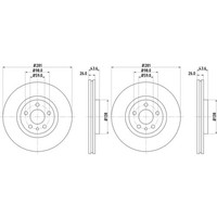 2X Hella Bremsscheiben 281Mm Vorne Passend FüR CitroËN Evasion Jumpy Fiat