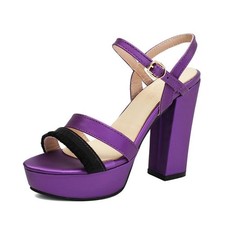 Women's Platform Sandals Buckle Ankle Strap Open Toe Block Heel Dress Pumps