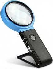 VisionAid 30X 10X Hands-Free Magnifying Glass with Stand, LED Lights, Loupe Hand