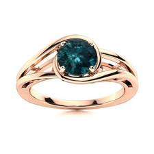 Solitaire London Blue Topaz 925 Sterling Silver Rose Plated Split Shank Ring