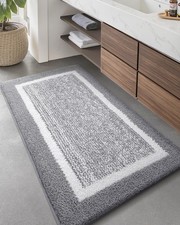 Gray Bathroom Runner Rug 24x43 Inch Non Slip Absorbent Washable Microfiber