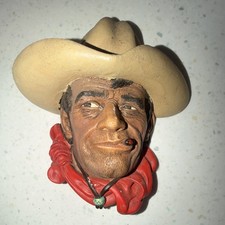Cowboy Hat Figurine Red Scarf Painted Finish Western Decorative Accent