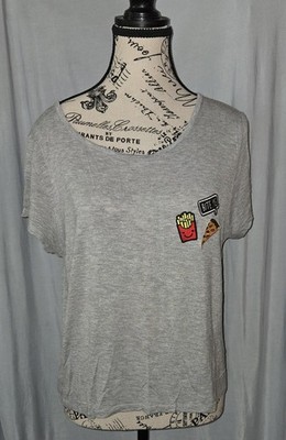 3/$15 Rue21 Graphic Novelty ''Bite Me'' T-shirt Top Jr's sz L Gray