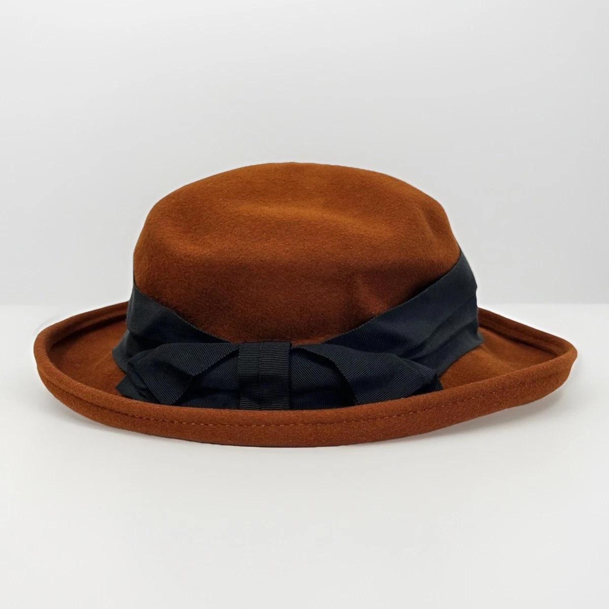 Vintage Betmar brown Fedora wool hat with burgundy satin bow Betmar Burgundy Wool Unstructured Fedora Knot | Mercari main image 3