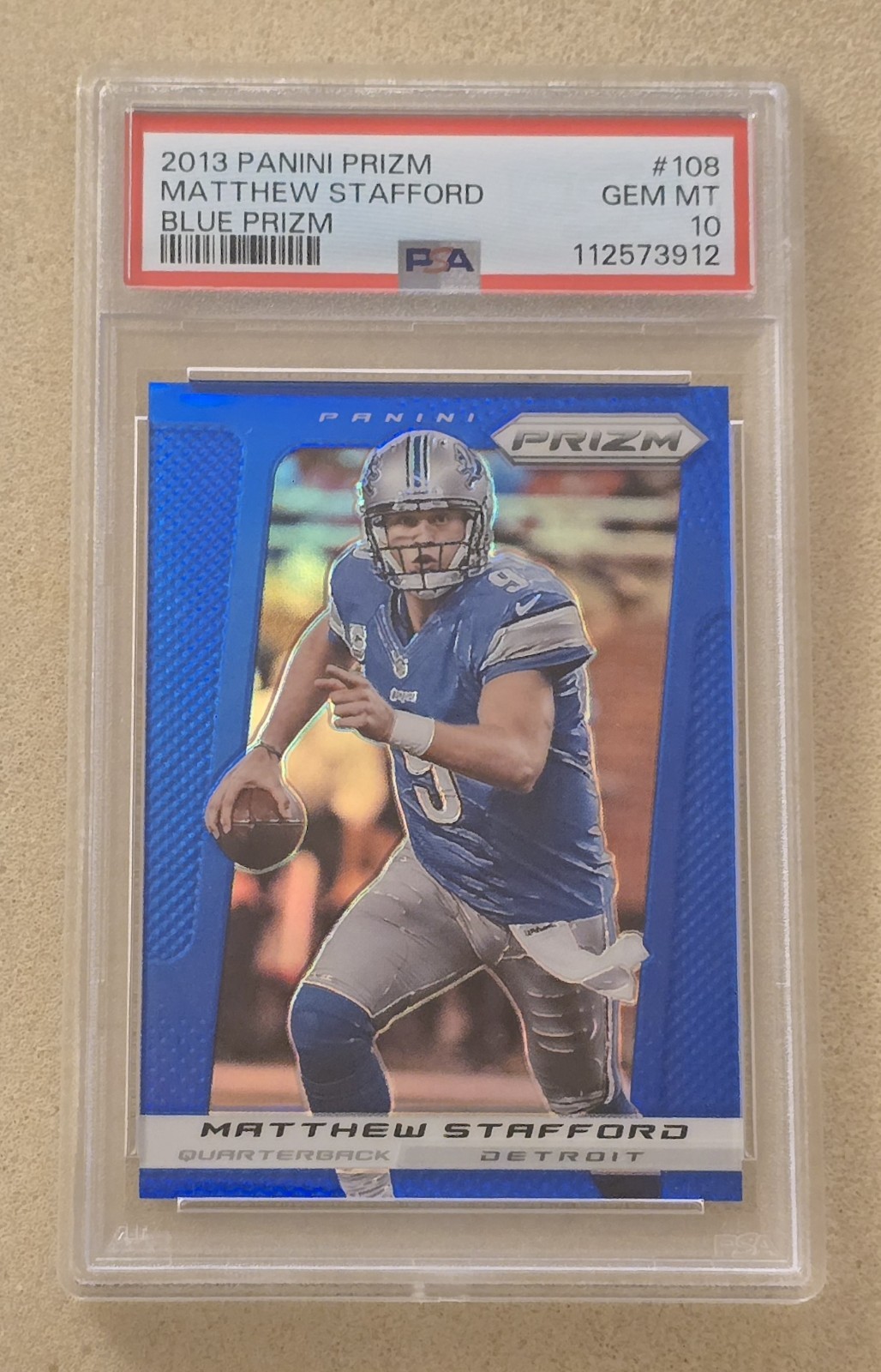 2013 Panini Prizm MATTHEW STAFFORD Blue Prizm PSA 10 Gem Mint #108 Detroit Lions