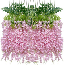 20 Pcs Artificial Italian Ruscus Stems  36 Pcs Wisteria Hanging Flowers