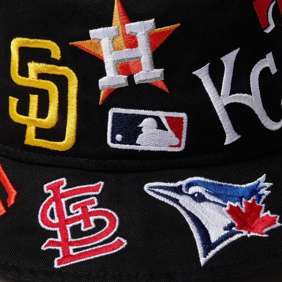 NEW ERA Bucket hat 01 Embroidery Team Logo Allover MLB Black
