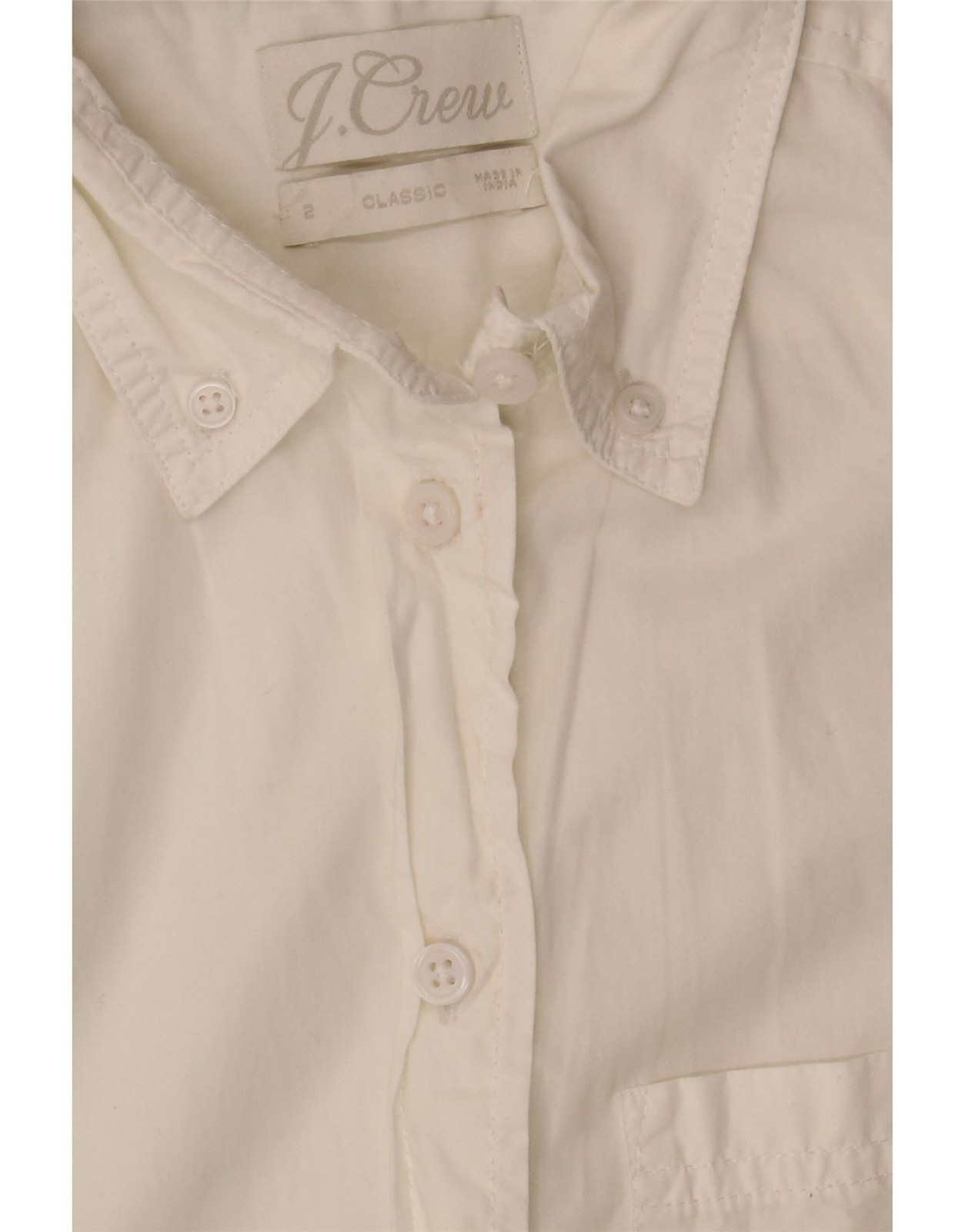 J. CREW Womens Classic Longline Loose Fit Shirt US 2 XS Off White Cotton BJ25 thumbnail 3